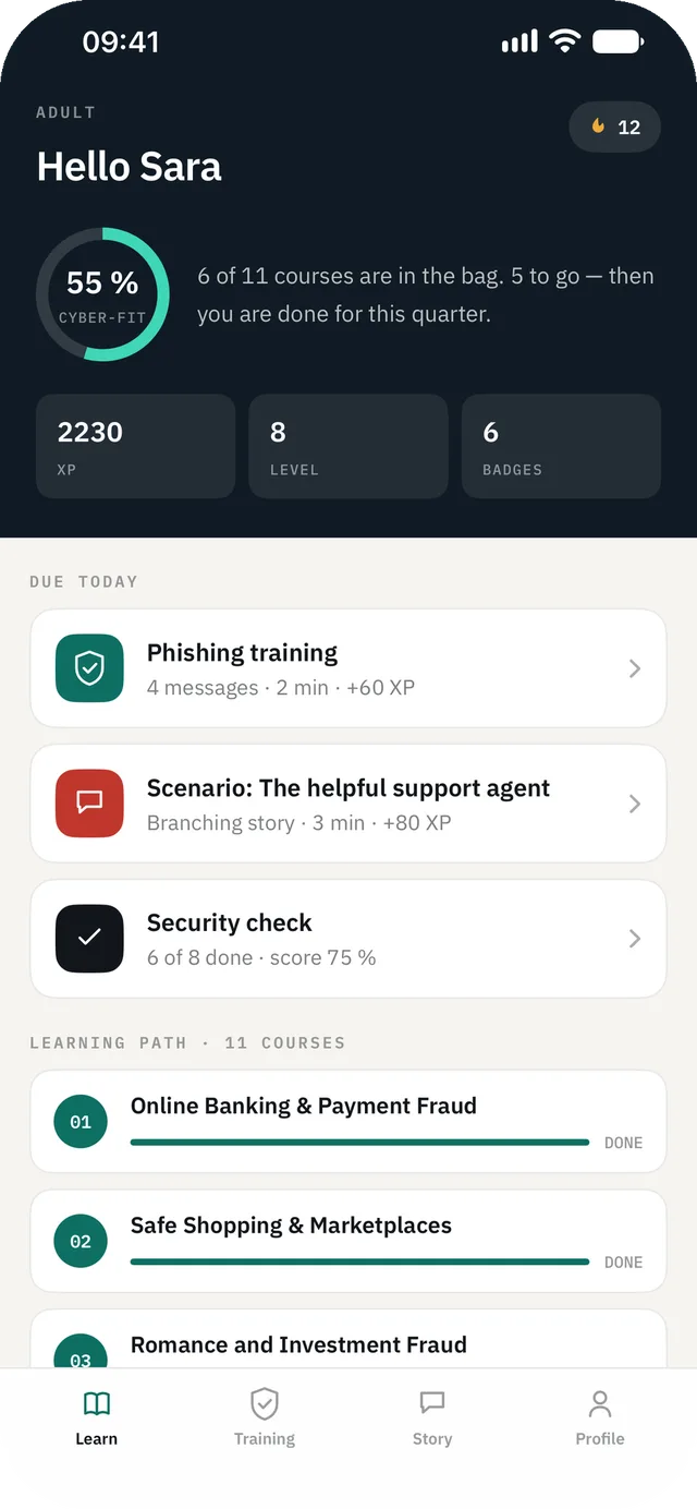 Cyber Security Awareness Fit on iPhone — your learning path
