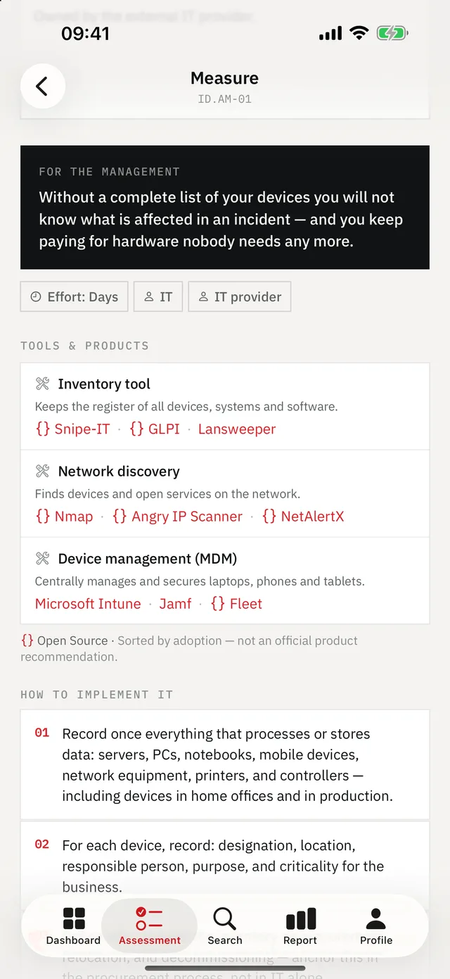 Cyber Maturity Audit on iPhone — Guidance: Steps, common mistakes, effort, and the audit evidence.