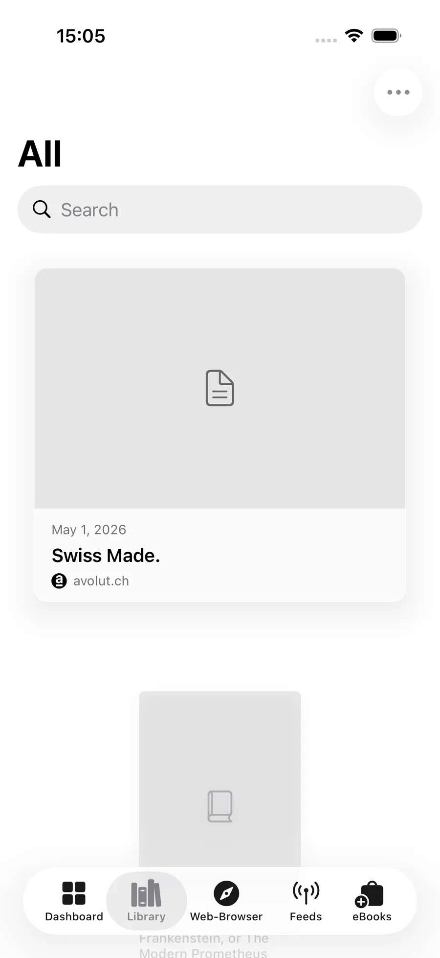Read library on iPhone — list of saved articles